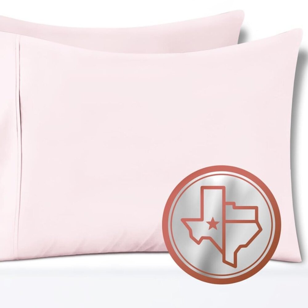 TEXAS LINEN CO. 100% Egyptian Cotton Pillow Cases Set of 2
